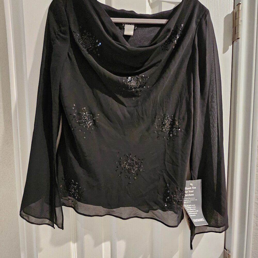 Xscape Black Sequin Blouse